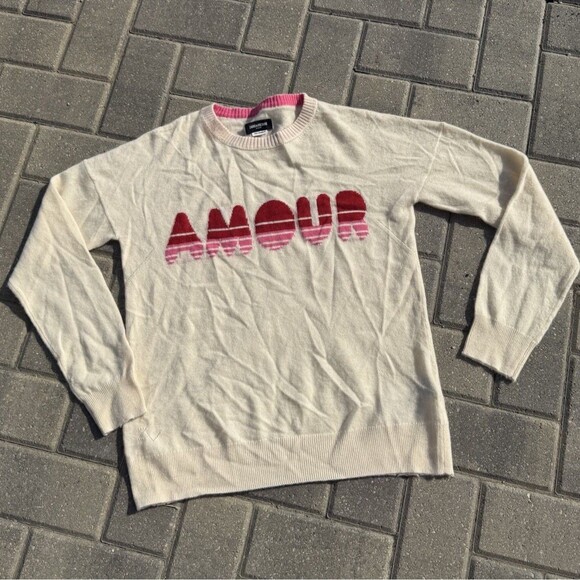 Zadig & Voltaire Paris Gaby Cashmere Wool Sweater Amour Cream Pink Small - Picture 2 of 9